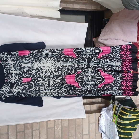 Plus Size Black/Pink Printed Palazzo Pants - Picture 1 of 5